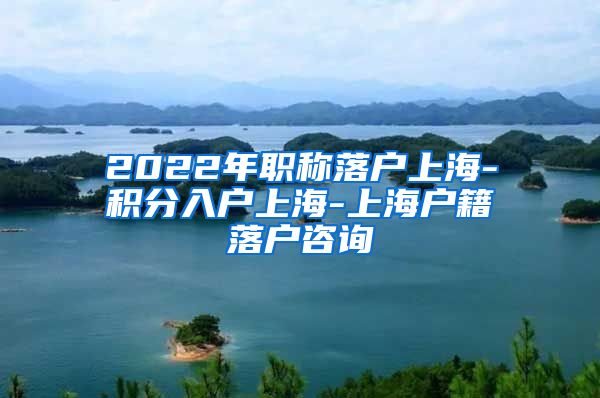 2022年职称落户上海-积分入户上海-上海户籍落户咨询