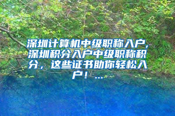 深圳计算机中级职称入户,深圳积分入户中级职称积分，这些证书助你轻松入户！...