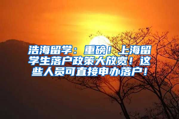 浩海留学：重磅！上海留学生落户政策大放宽！这些人员可直接申办落户！