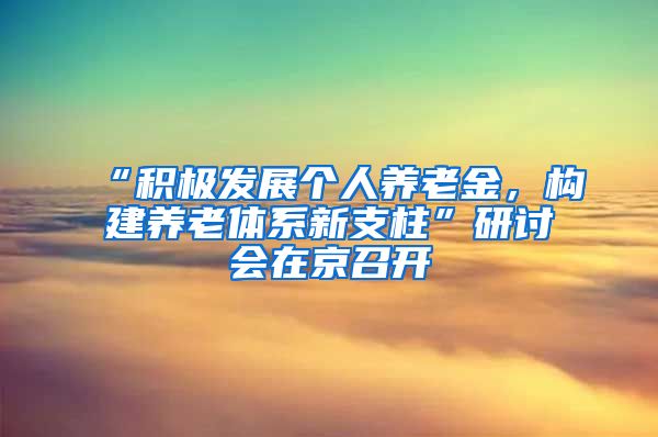 “积极发展个人养老金，构建养老体系新支柱”研讨会在京召开