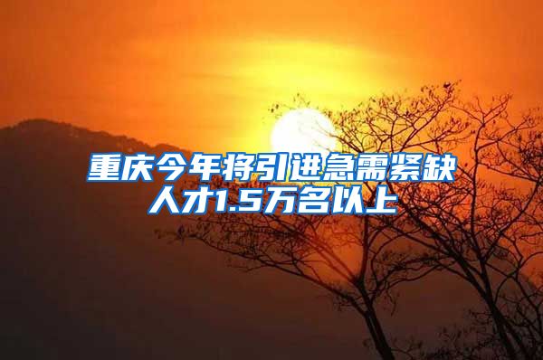 重庆今年将引进急需紧缺人才1.5万名以上