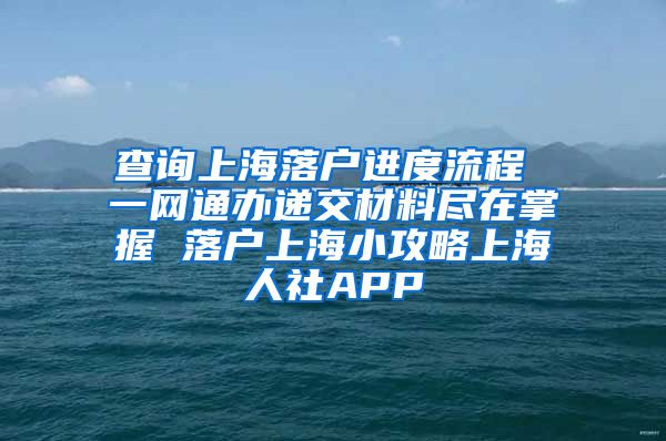 查询上海落户进度流程 一网通办递交材料尽在掌握 落户上海小攻略上海人社APP