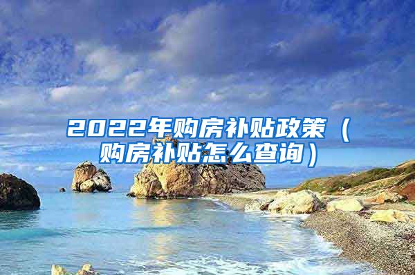 2022年购房补贴政策（购房补贴怎么查询）