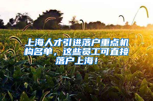 上海人才引进落户重点机构名单，这些员工可直接落户上海！