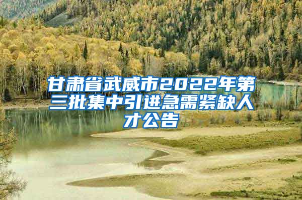 甘肃省武威市2022年第三批集中引进急需紧缺人才公告