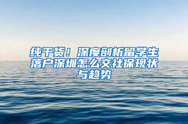 纯干货！深度剖析留学生落户深圳怎么交社保现状与趋势