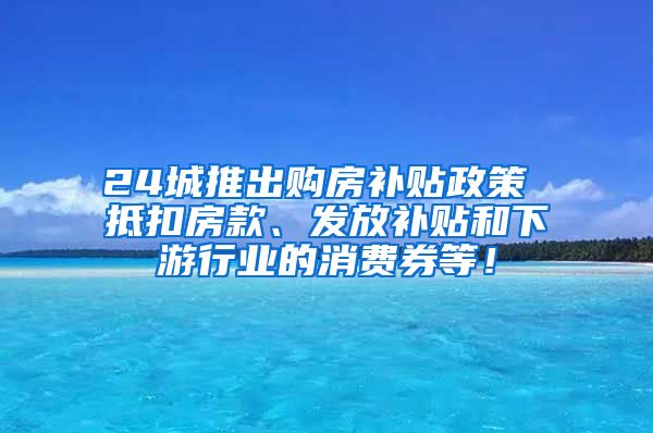 24城推出购房补贴政策 抵扣房款、发放补贴和下游行业的消费券等！