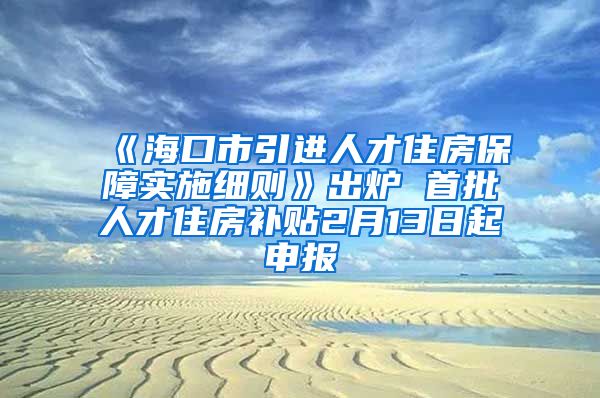 《海口市引进人才住房保障实施细则》出炉 首批人才住房补贴2月13日起申报