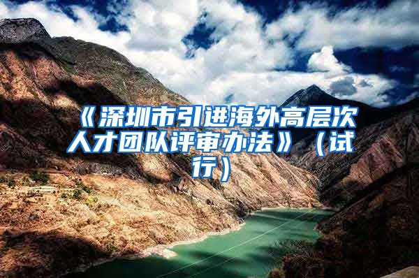 《深圳市引进海外高层次人才团队评审办法》（试行）