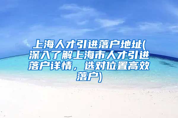 上海人才引进落户地址(深入了解上海市人才引进落户详情，选对位置高效落户)