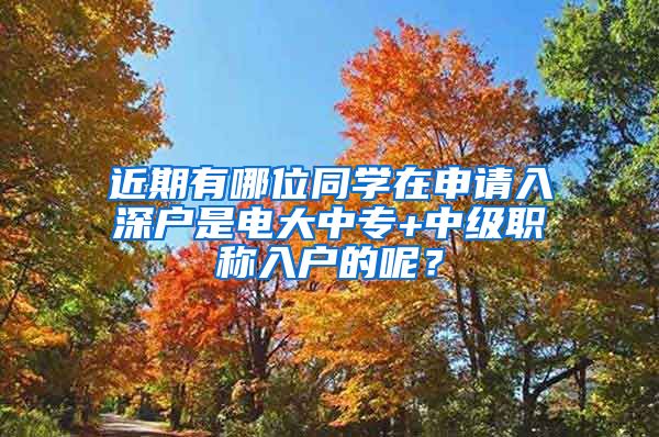 近期有哪位同学在申请入深户是电大中专+中级职称入户的呢？