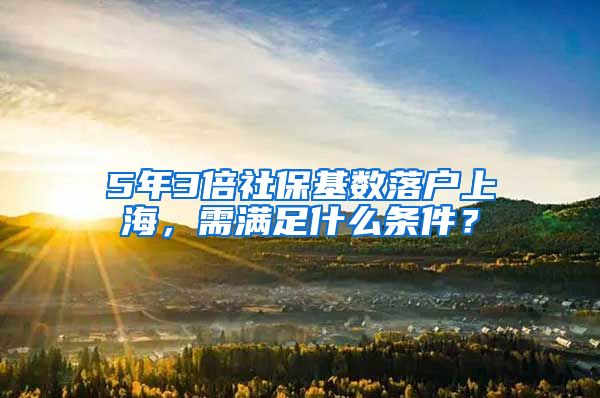 5年3倍社保基数落户上海，需满足什么条件？