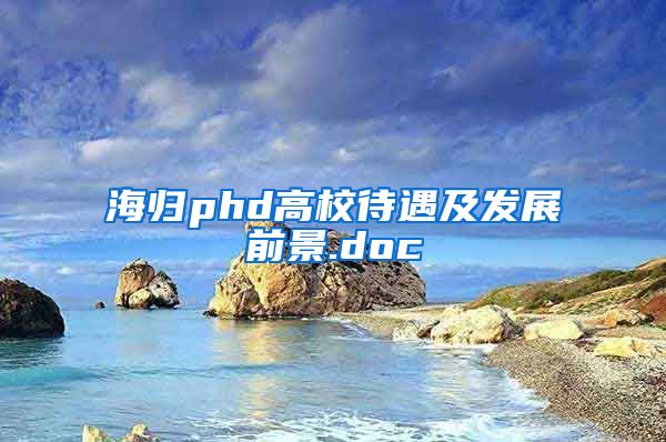 海归phd高校待遇及发展前景.doc