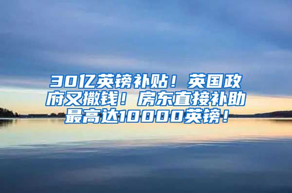 30亿英镑补贴！英国政府又撒钱！房东直接补助最高达10000英镑！