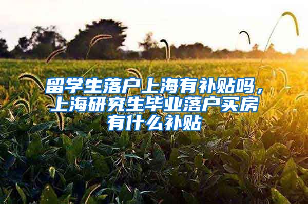 留学生落户上海有补贴吗，上海研究生毕业落户买房有什么补贴