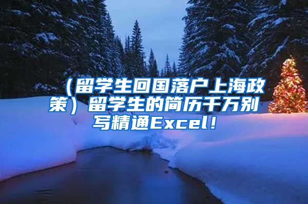 （留学生回国落户上海政策）留学生的简历千万别写精通Excel！