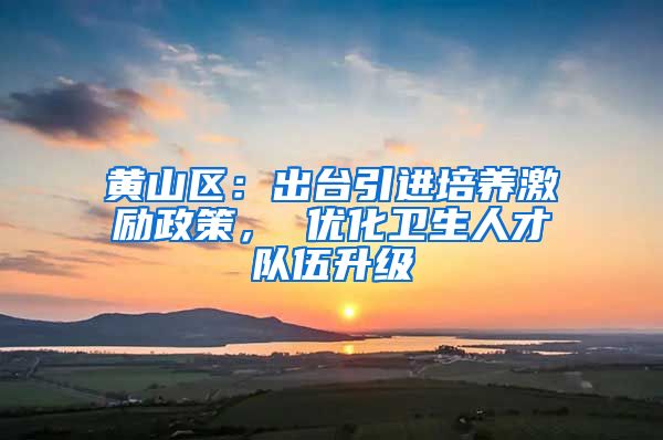 黄山区：出台引进培养激励政策， 优化卫生人才队伍升级