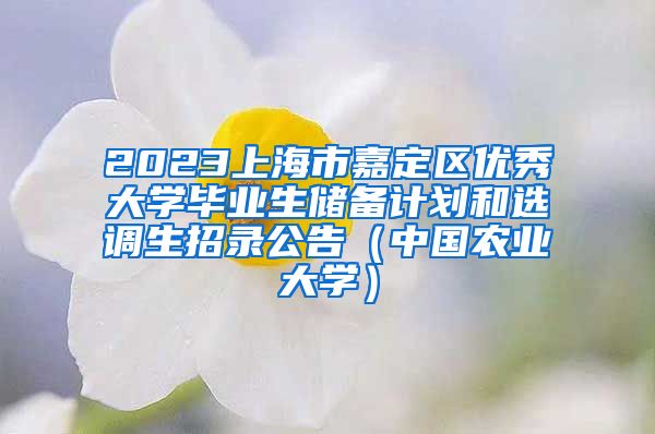 2023上海市嘉定区优秀大学毕业生储备计划和选调生招录公告（中国农业大学）