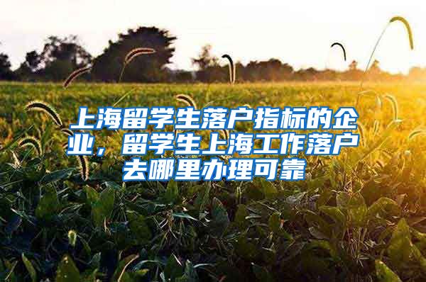 上海留学生落户指标的企业，留学生上海工作落户去哪里办理可靠