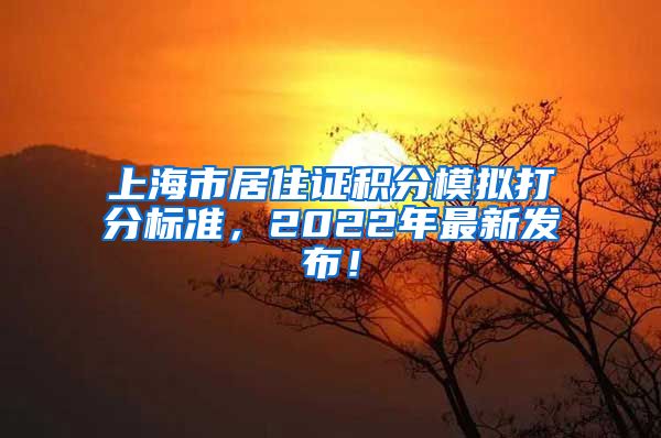 上海市居住证积分模拟打分标准，2022年最新发布！