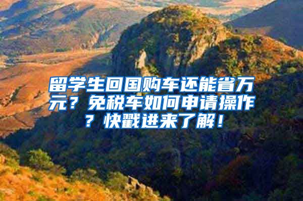 留学生回国购车还能省万元？免税车如何申请操作？快戳进来了解！