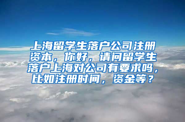 上海留学生落户公司注册资本，你好，请问留学生落户上海对公司有要求吗，比如注册时间，资金等？