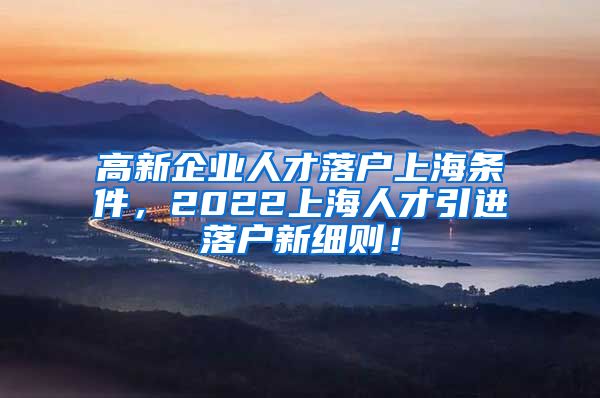 高新企业人才落户上海条件，2022上海人才引进落户新细则！