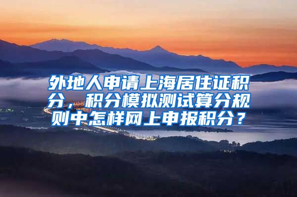 外地人申请上海居住证积分，积分模拟测试算分规则中怎样网上申报积分？