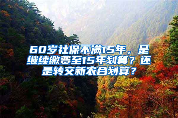 60岁社保不满15年，是继续缴费至15年划算？还是转交新农合划算？