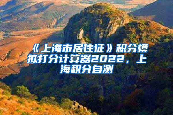 《上海市居住证》积分模拟打分计算器2022，上海积分自测