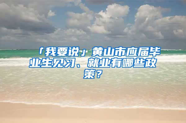 「我要说」黄山市应届毕业生见习、就业有哪些政策？