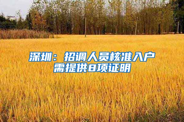 深圳：招调人员核准入户需提供8项证明