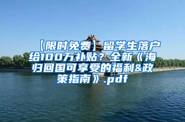 【限时免费】留学生落户给100万补贴？全新《海归回国可享受的福利&政策指南》.pdf