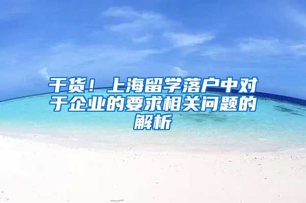 干货！上海留学落户中对于企业的要求相关问题的解析