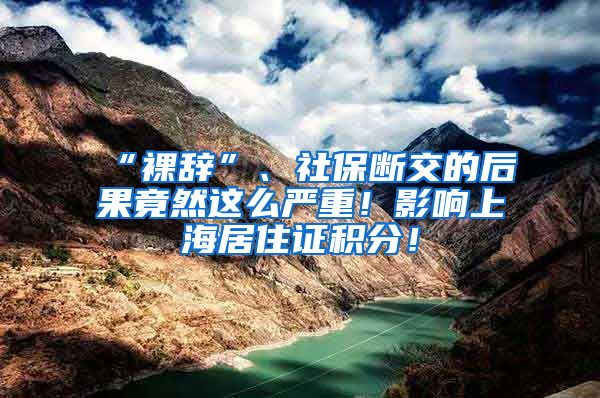 “裸辞”、社保断交的后果竟然这么严重！影响上海居住证积分！