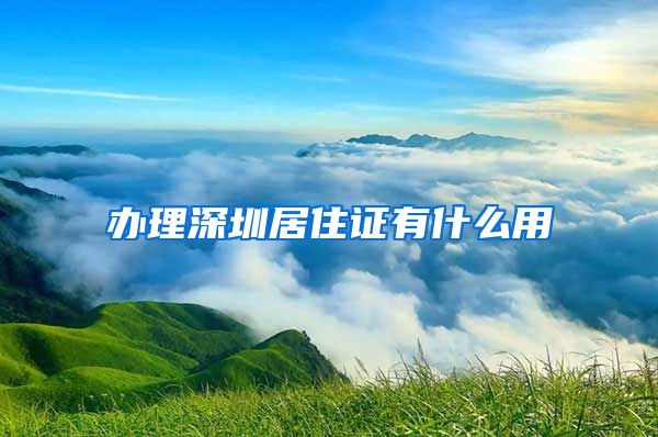 办理深圳居住证有什么用