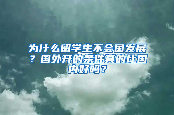 为什么留学生不会国发展？国外开的条件真的比国内好吗？