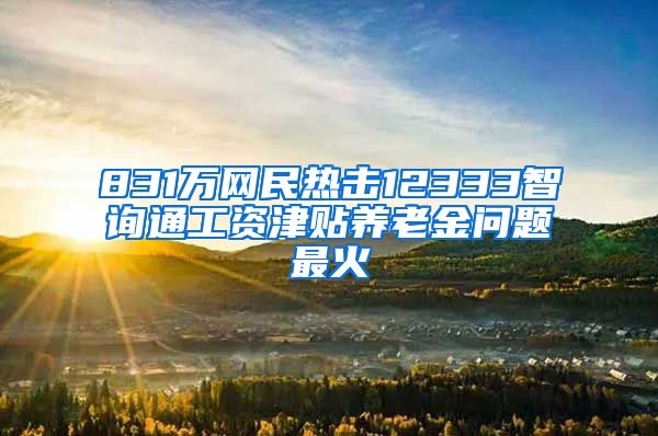 831万网民热击12333智询通工资津贴养老金问题最火