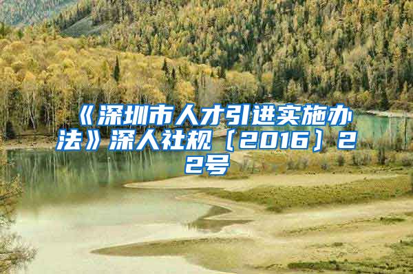 《深圳市人才引进实施办法》深人社规〔2016〕22号