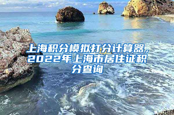 上海积分模拟打分计算器，2022年上海市居住证积分查询