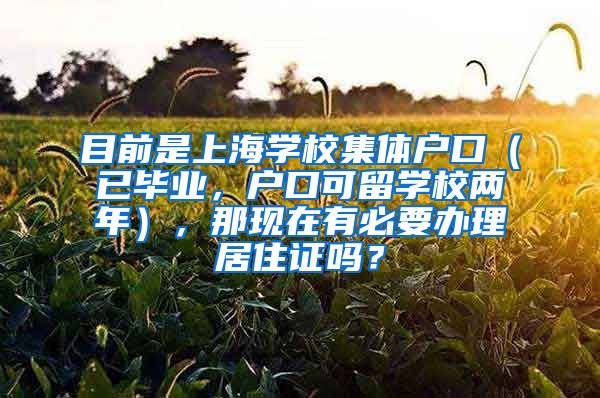 目前是上海学校集体户口（已毕业，户口可留学校两年），那现在有必要办理居住证吗？