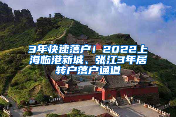 3年快速落户！2022上海临港新城、张江3年居转户落户通道