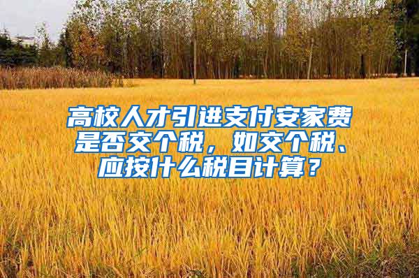 高校人才引进支付安家费是否交个税，如交个税、应按什么税目计算？