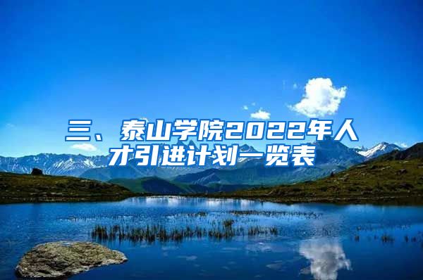 三、泰山学院2022年人才引进计划一览表