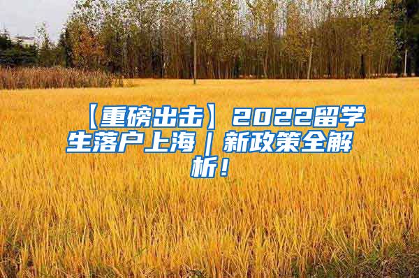 【重磅出击】2022留学生落户上海｜新政策全解析！