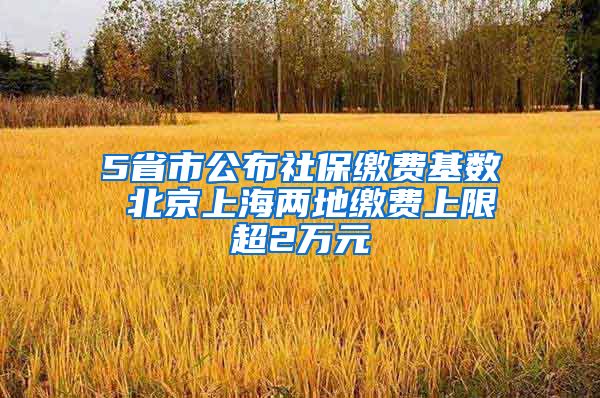 5省市公布社保缴费基数 北京上海两地缴费上限超2万元