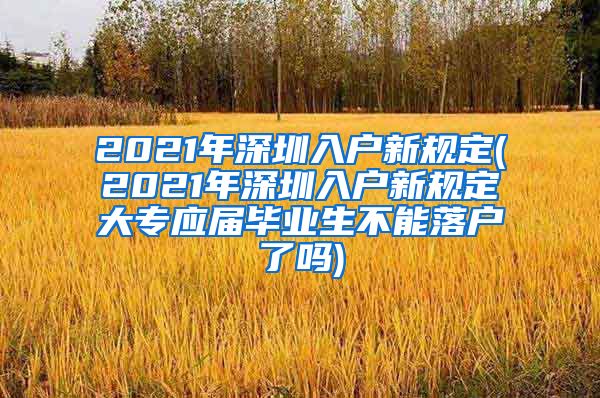 2021年深圳入户新规定(2021年深圳入户新规定大专应届毕业生不能落户了吗)