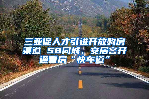 三亚促人才引进开放购房渠道 58同城、安居客开通看房“快车道”