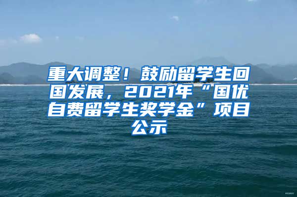 重大调整！鼓励留学生回国发展，2021年“国优自费留学生奖学金”项目公示