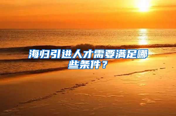 海归引进人才需要满足哪些条件？